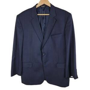 Jos. A Bank Mens Gordon Pinstripes Wool Suit Blazer size 46R Blue Two Button